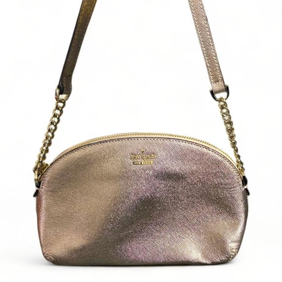 kate spade Handbags - NWOT - KATE SPADE - Spencer Metallic Rose Gold Leather Zip Dome Crossbody K5386